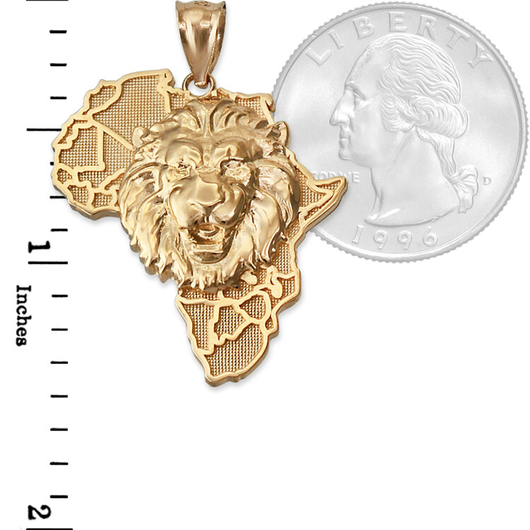 Africa Lion Gold Pendant Necklace