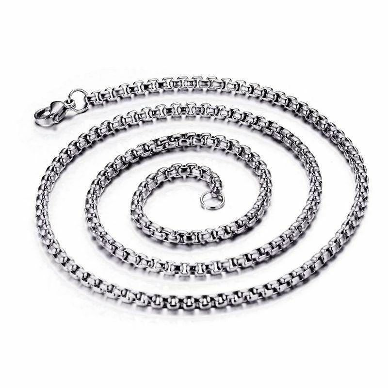 18K White Gold Filled Hypoallergenic 4mm Italian Round Box Chain Necklace 18-32″