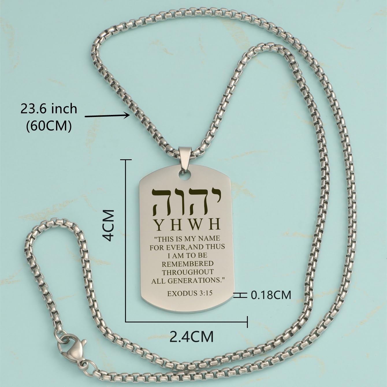 HOMLIFPER Hebrew YHVH YHWH Jehovah Names of God one size, Silver-EXODUS 3:15
