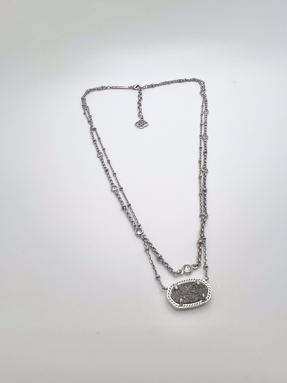 KENDRA SCOTT Silver Chunky Stone /Crystal Multi-strand Layered Necklace 18”-20”