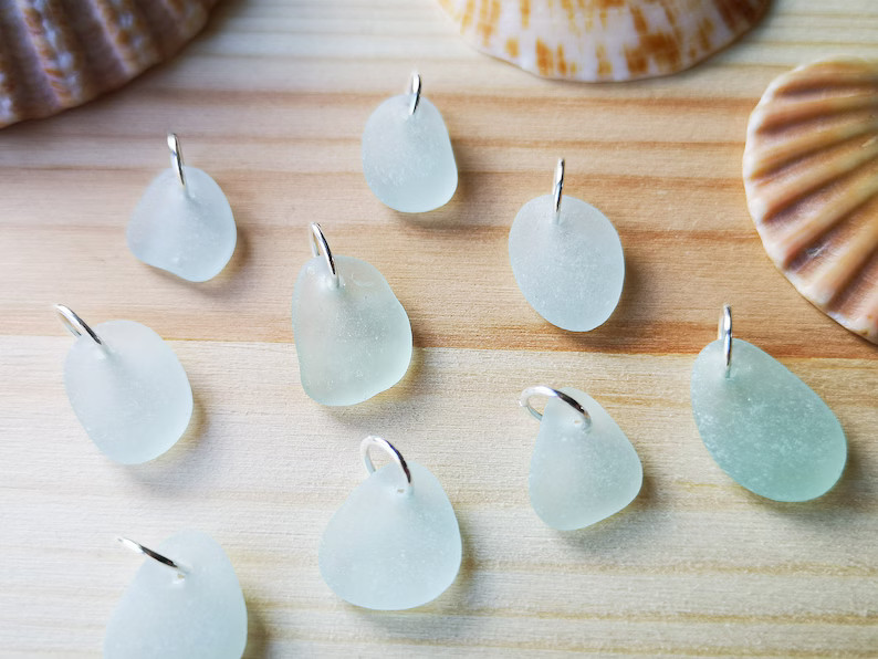 Cornish Sea Glass necklace jewellery, ladies gift, sterling silver, seafoam blue