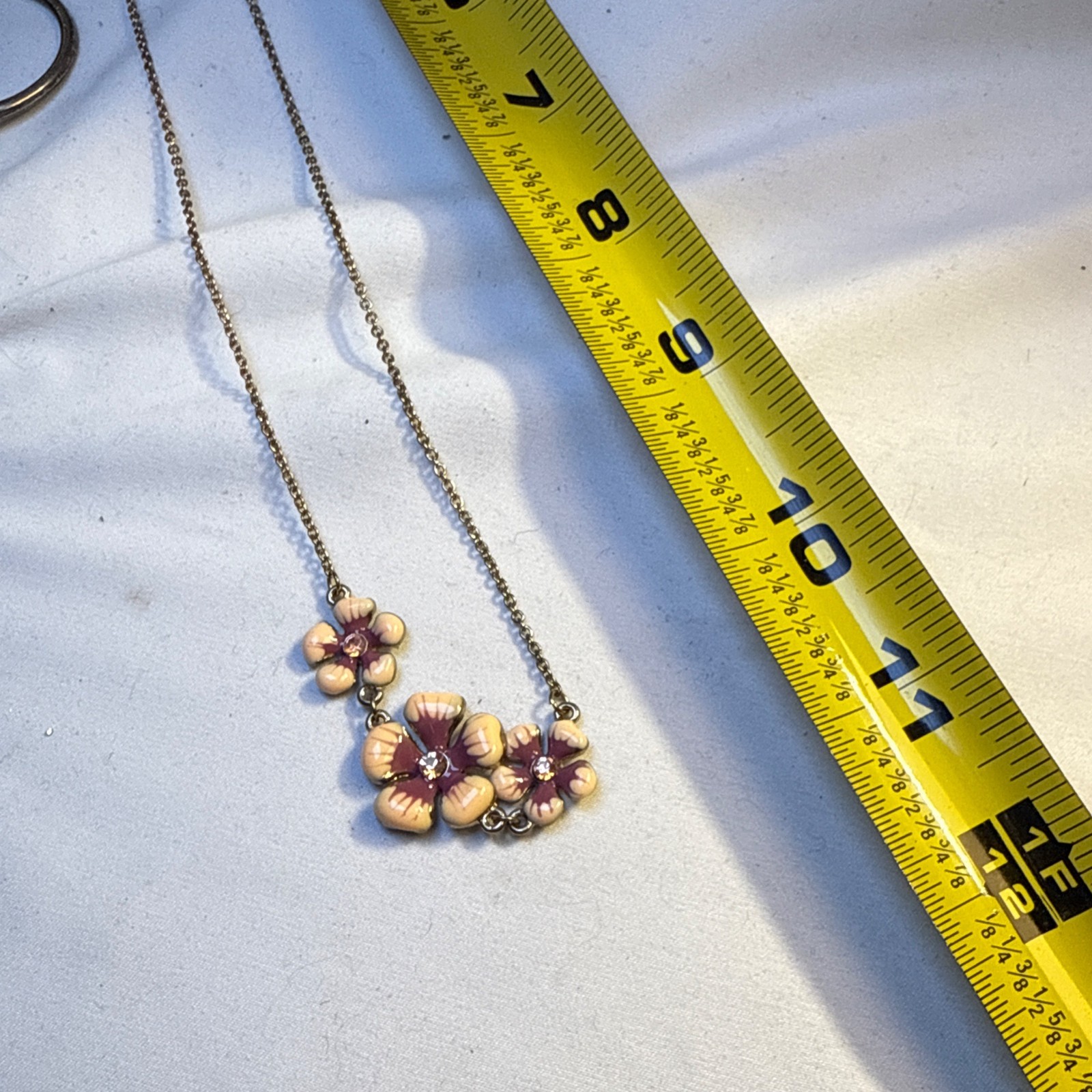 Three Flower Enamel Necklace Colorful Pendant Boho Floral Jewelry Gift