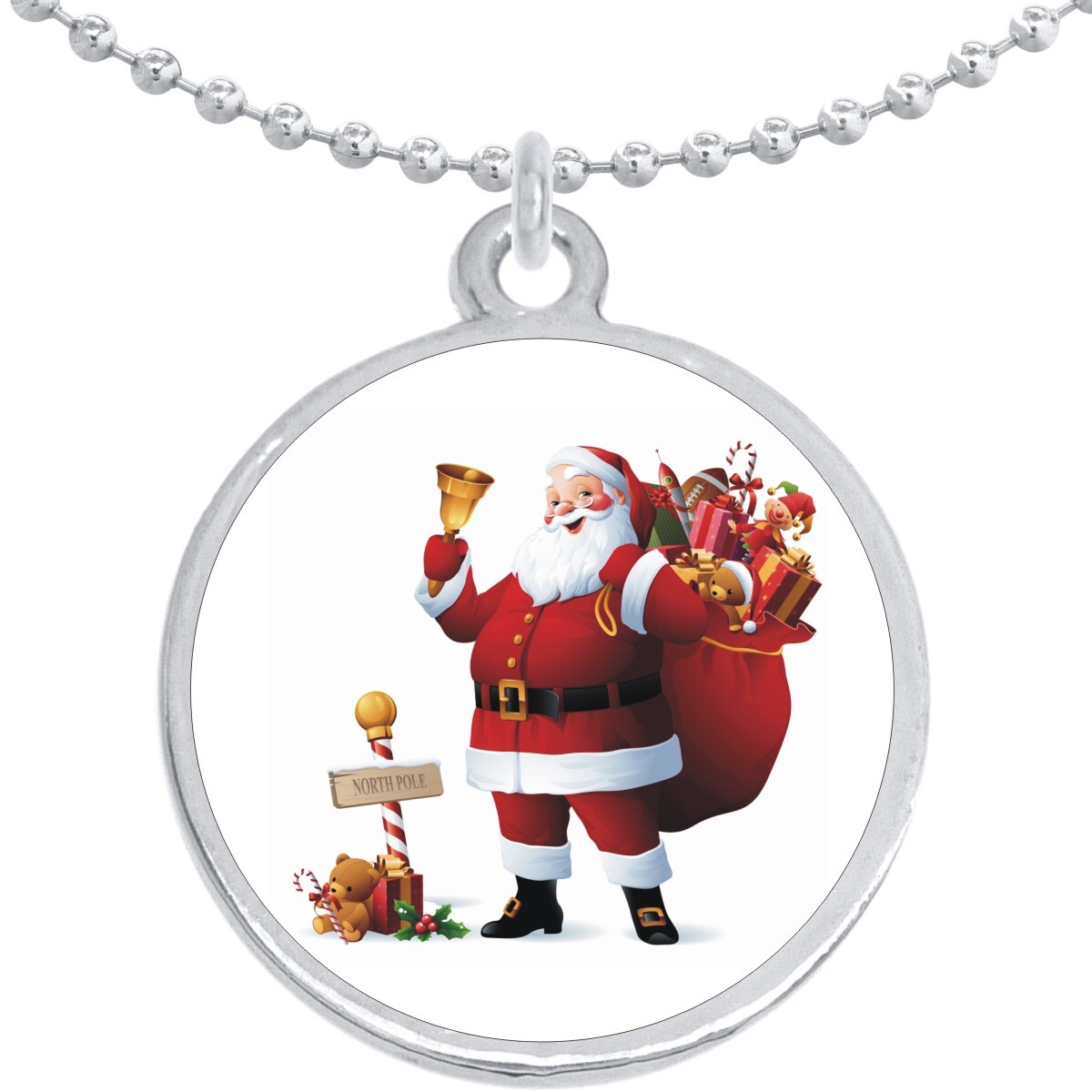 Santa Claus Christmas Gifts Round Pendant Necklace Beautiful Fashion Jewelry