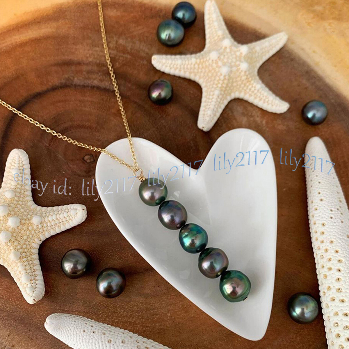 Natural 8-9mm Black Freshwater Baroque Pearl Pendant Necklace Gold Chain 18”