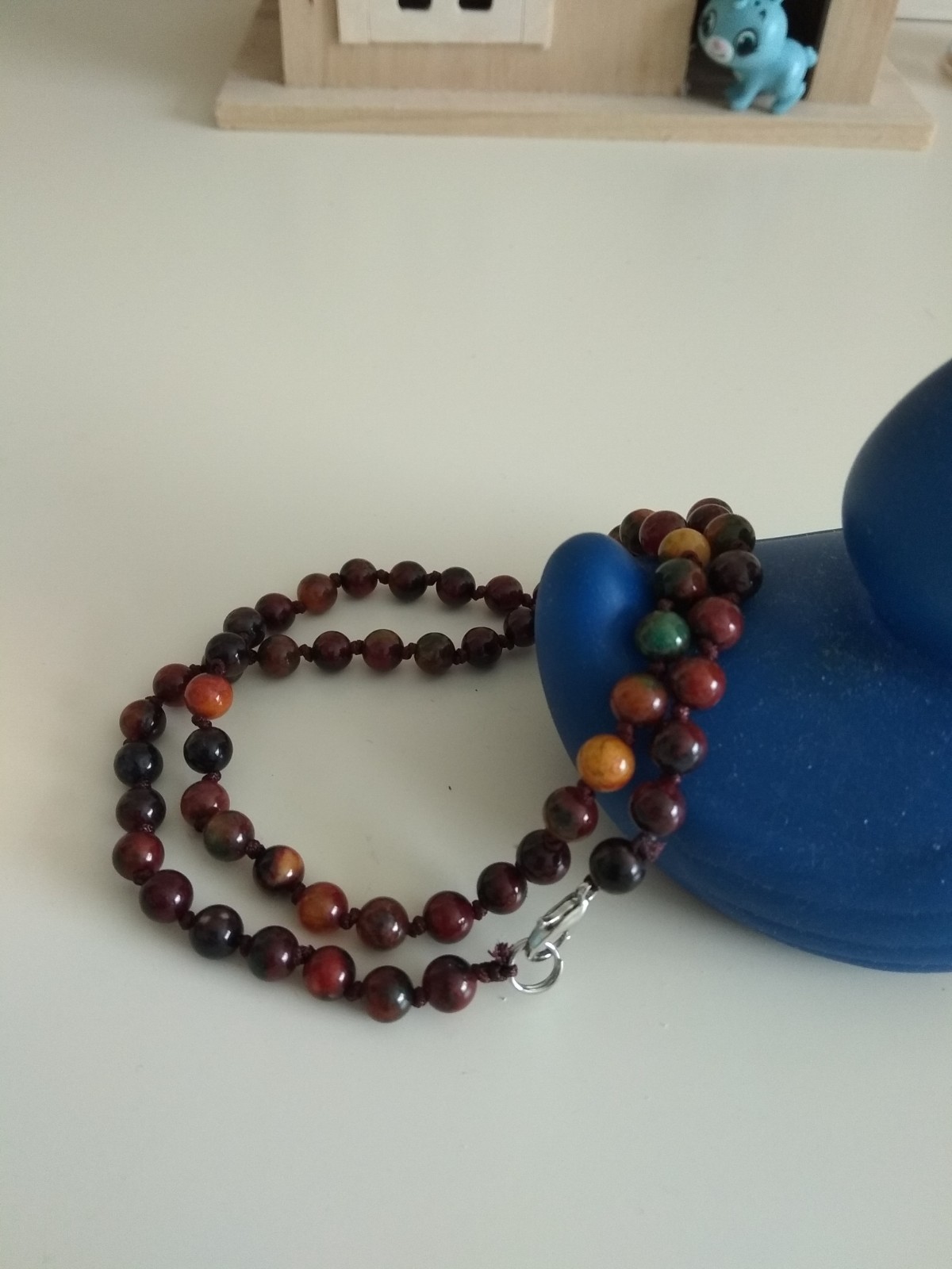 Natural 6mm Brownish red agate gemstone beads necklace 18″-439-56
