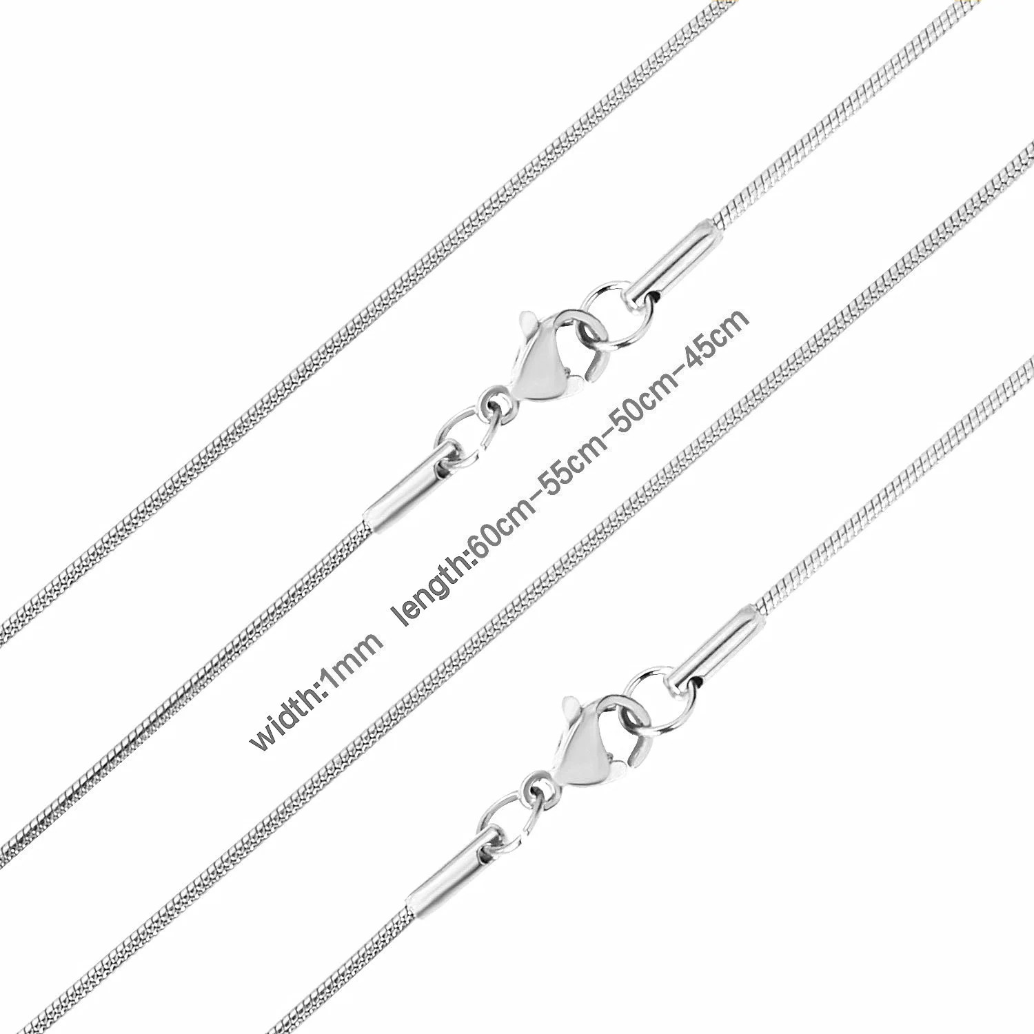 1pcs 1mm Golden Plated Snake Chains Necklaces No Fade Basic Jewelry