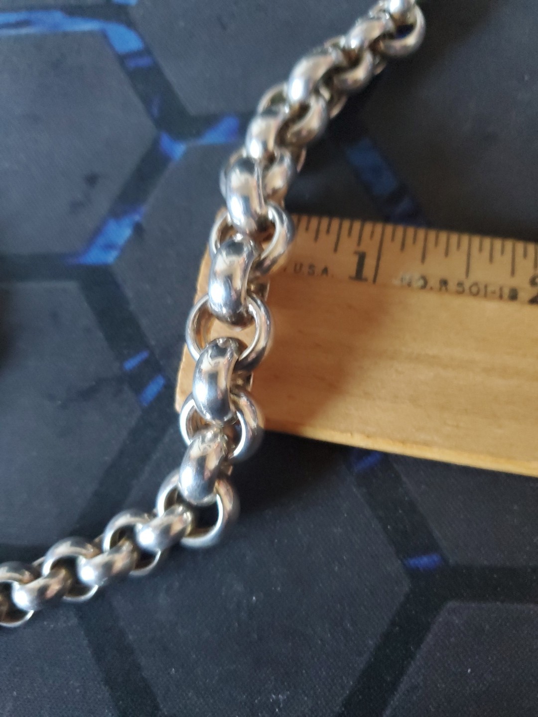 Vintage Rolo Chain 22 INCH Necklace Real Solid 925 Italy,b