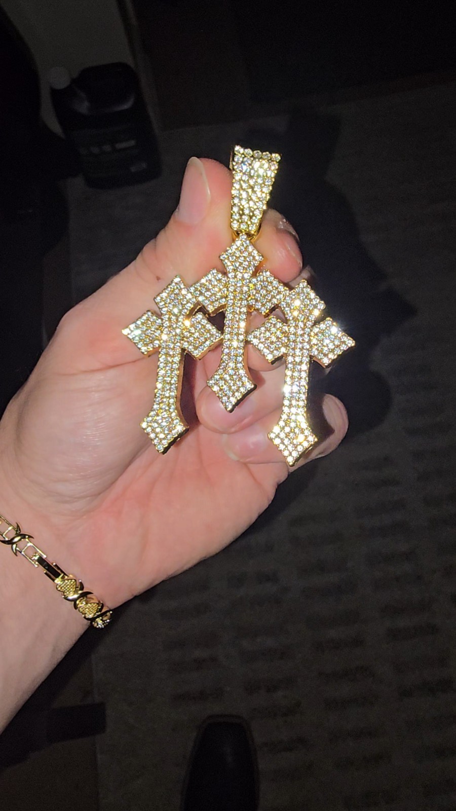 Gold Triple Cross Cz Cross Pendant Hip Hop – Religious