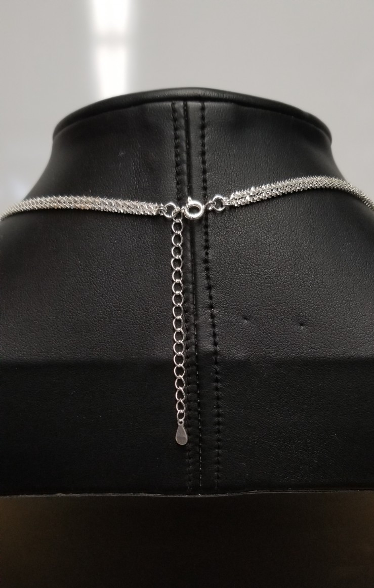 Sterling Silver Margarita Twisted Chain Layered Cross Necklace 15″-17″+2″