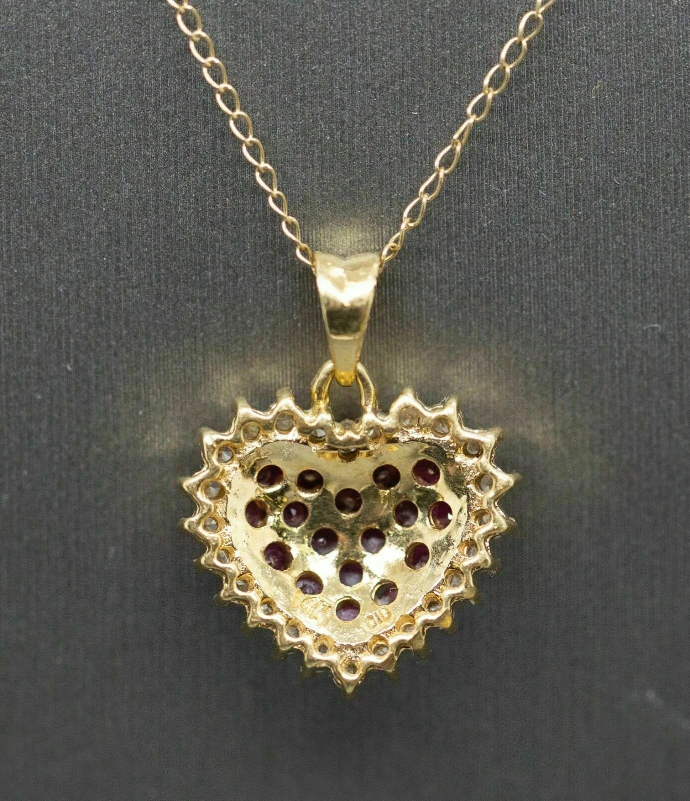 1.95Ct Round Simulated Pink Ruby Heart Pendant 18″Chain 14k Yellow Gold Plated