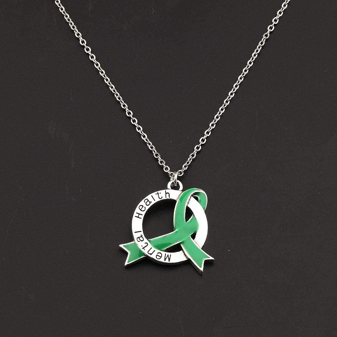 Mental Health Awareness Green Ribbon Necklace Depression Anxiety Warrior Gift