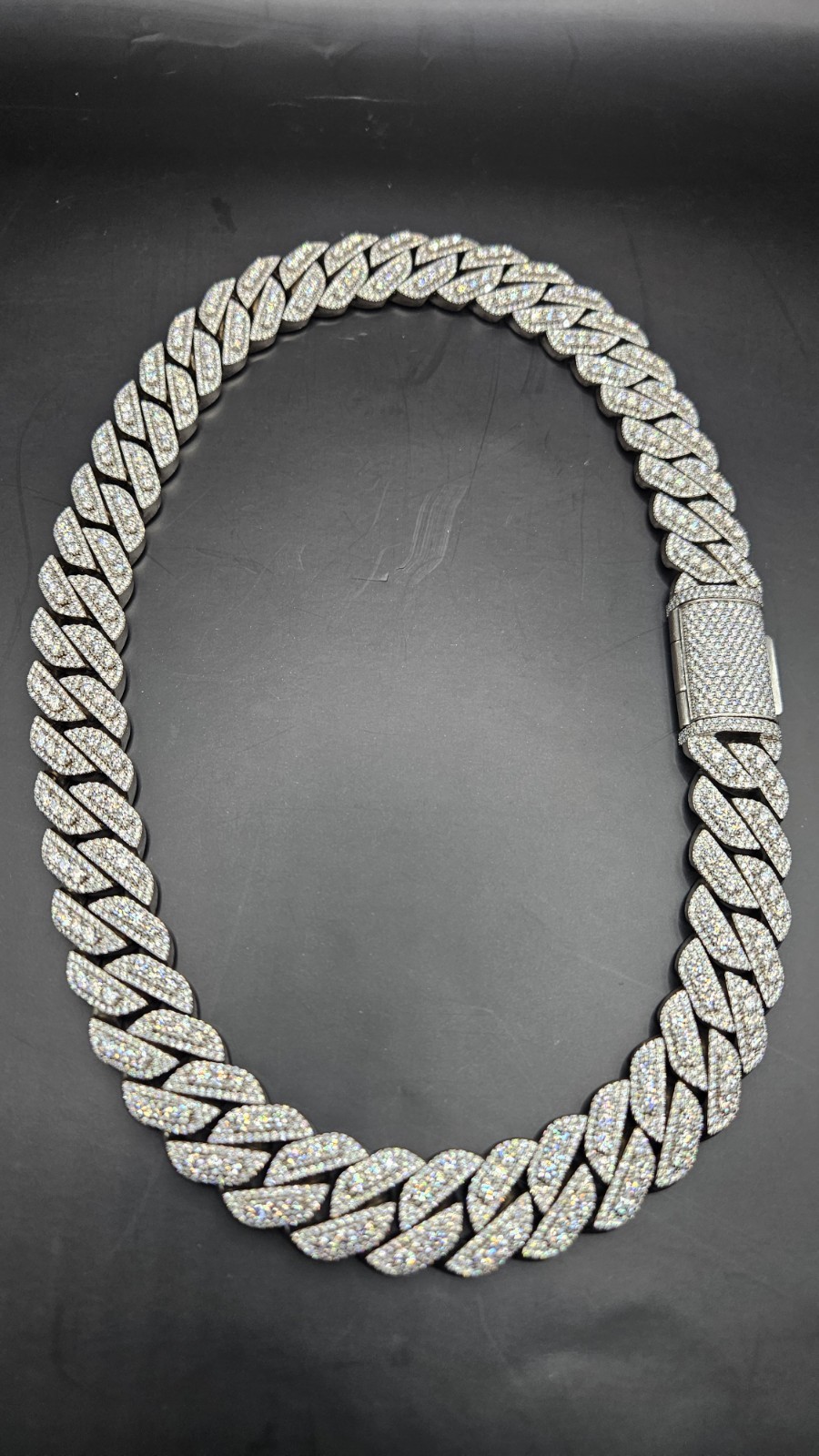 Miami Cuban Chain necklace Diamond Moissanite Silver