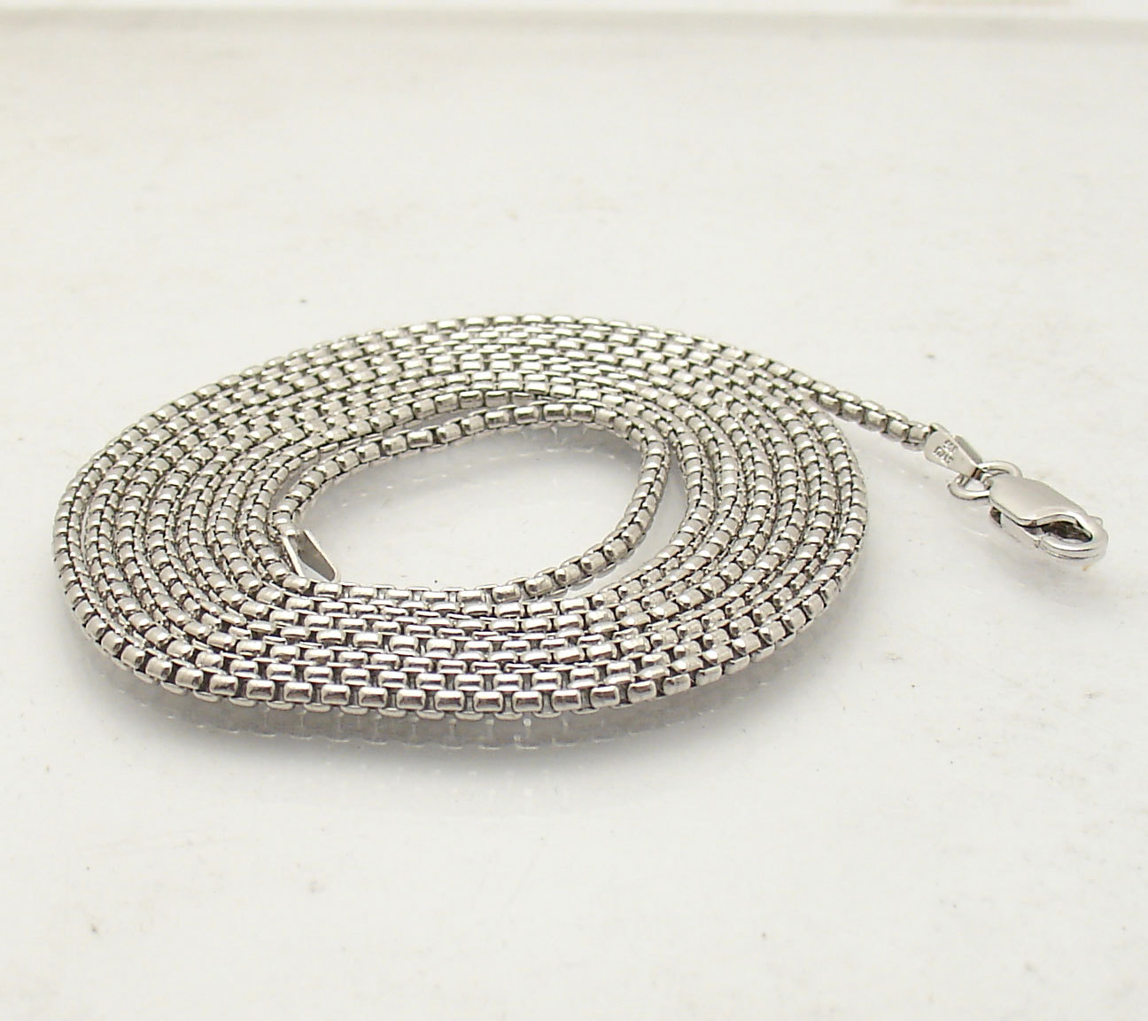 1.8mm Polished Anti-Tarnish Round Box Chain Necklace Real 925 Sterling Silver