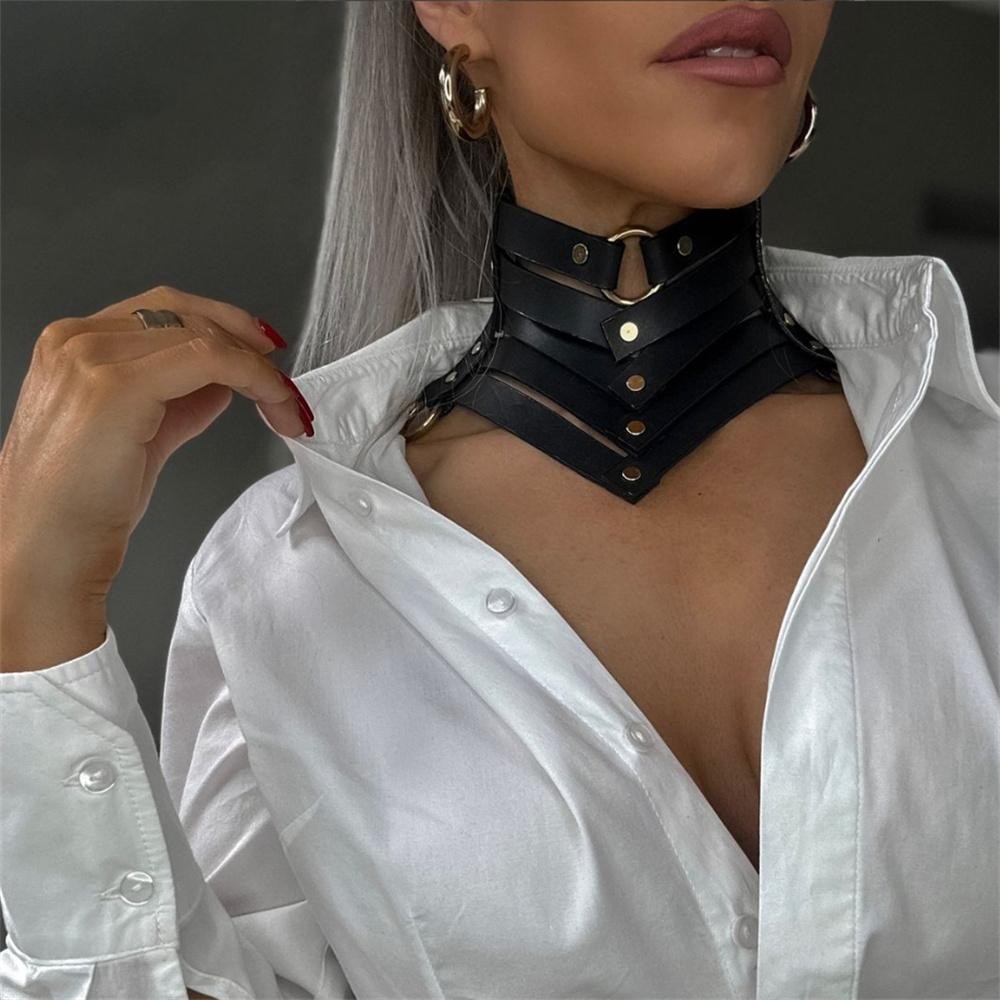 Black Gothic Punk Leather Choker Necklace Rivet Collar Beautiful Jewelry Gift