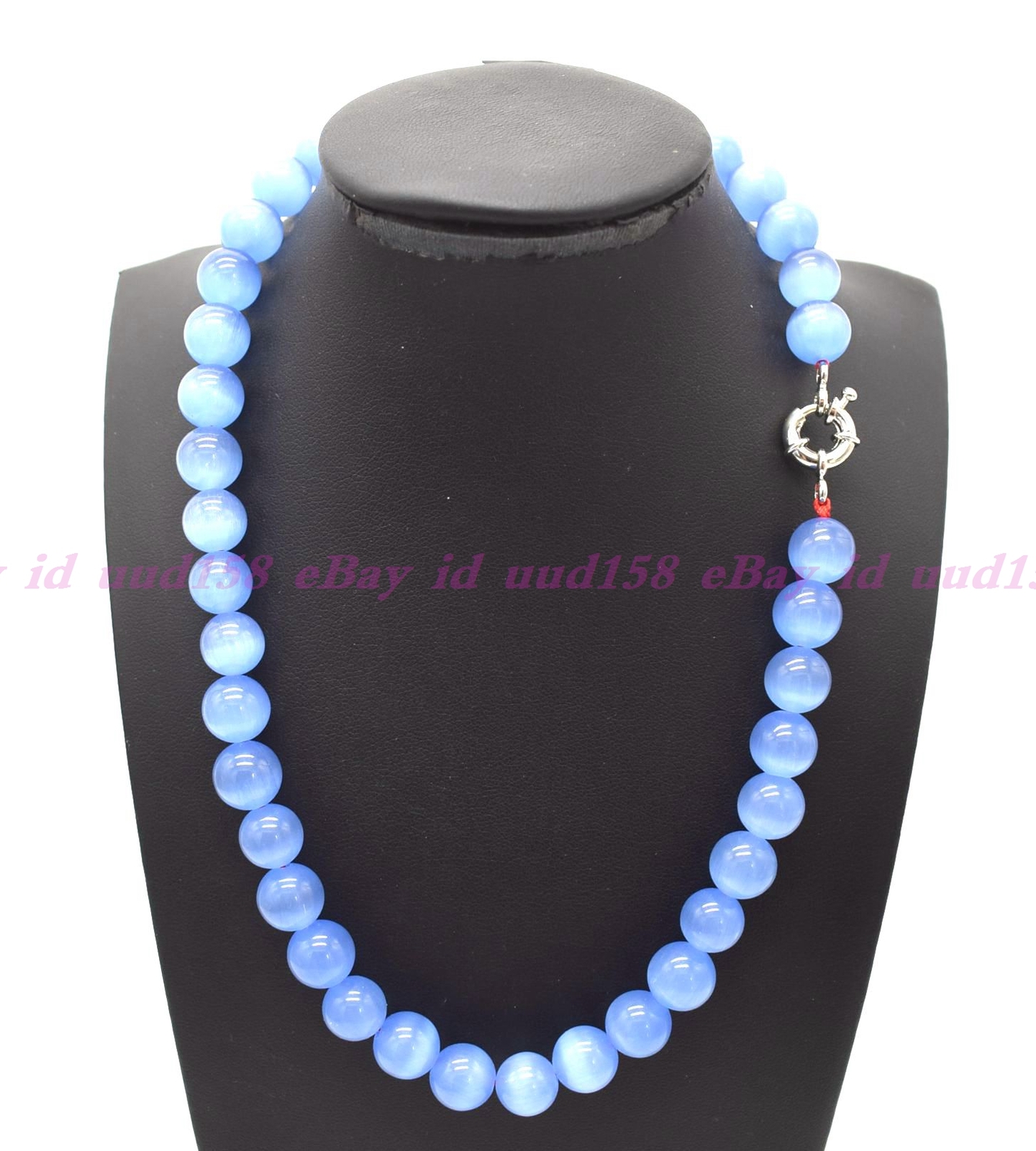 Beauty 8MM Mexican Blue Opal Gemstone Round Beads Necklace 18” AAA