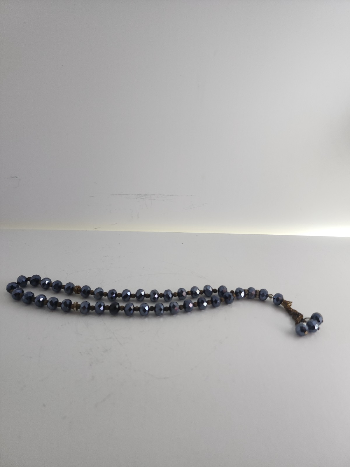 Metallic Blue Gray Beads Necklace Meditation Worry Beads Smooth Ornament Gift