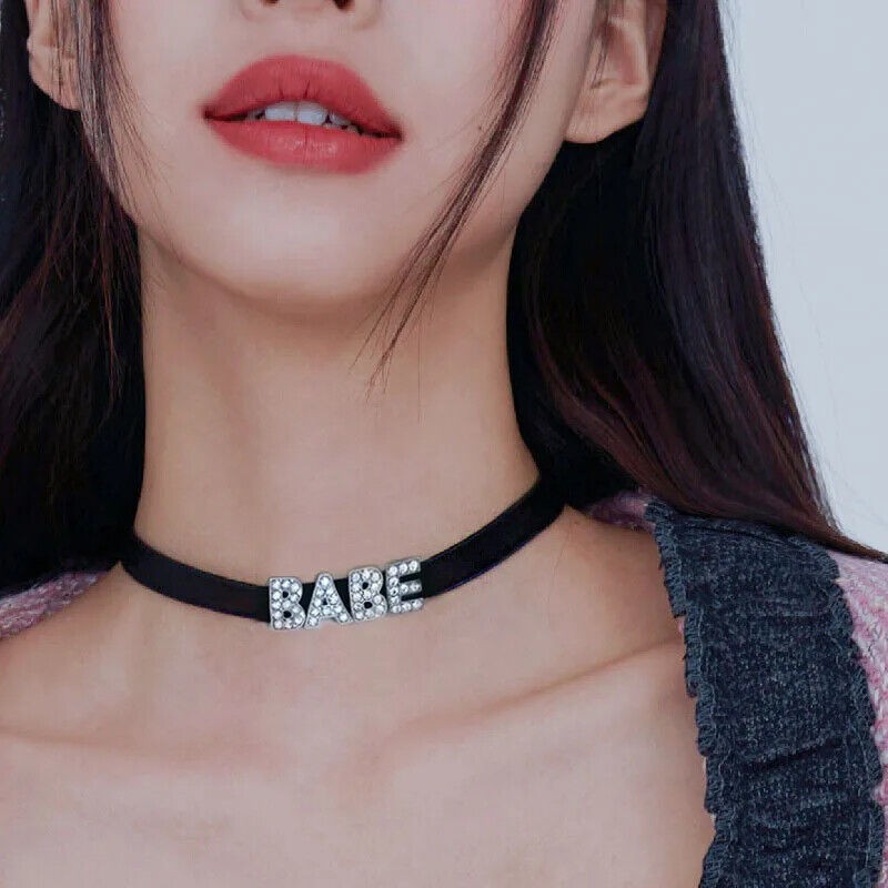 Rhinestone Letters I Love BBC Choker Collar Necklaces Cosplay Custom Name W5