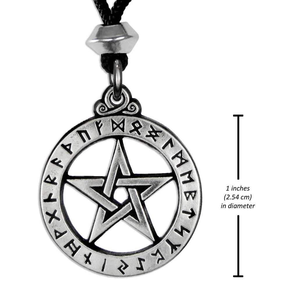 Rune Pentacle Pendant Necklace Talisman Amulet Wiccan Jewelry Pagan Witch Runes