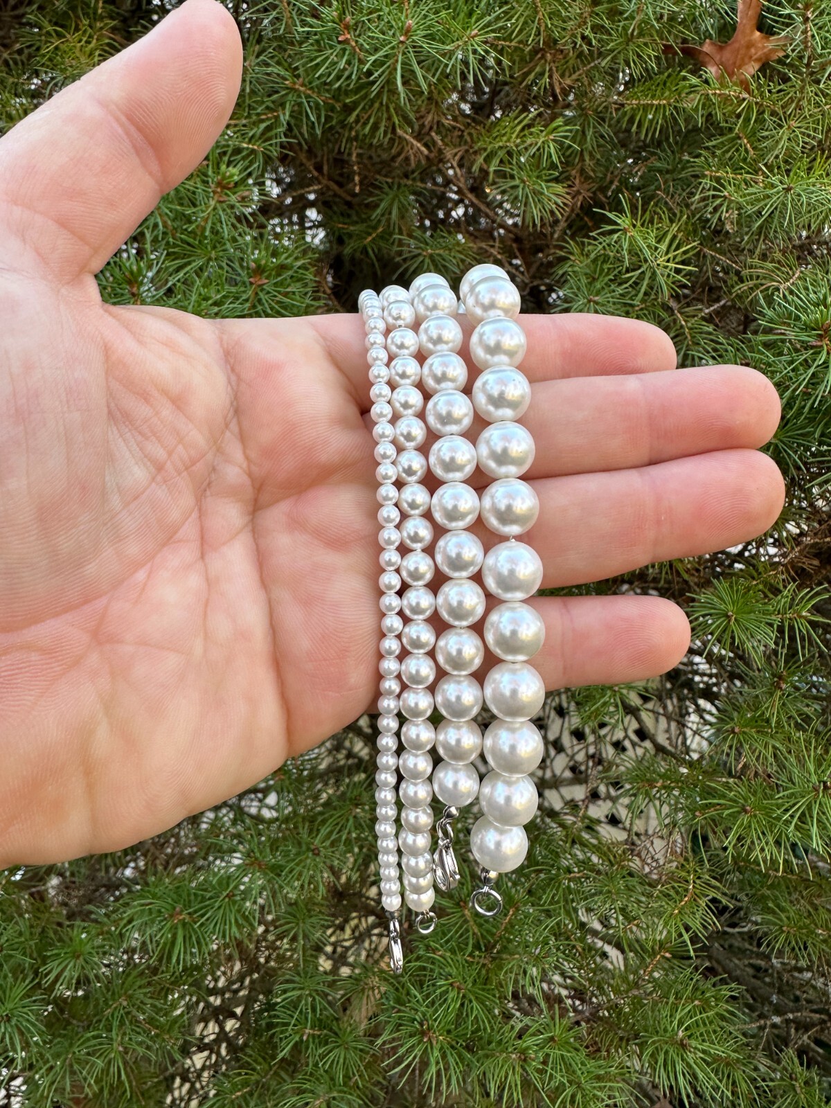 Cultured Pearl Bracelet W. Real 925 Silver Clasp For Men Women 4-10mm All Length