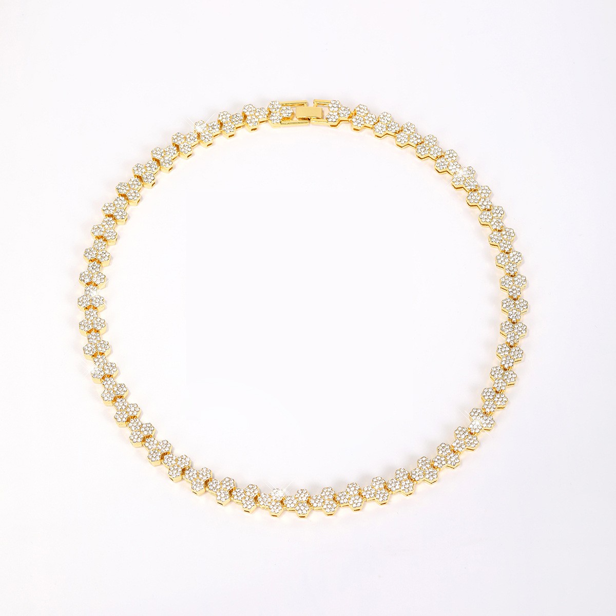 Tennis Jewelry Set Gold Stainless Steel zirconia stone unisex Necklace Bracelet