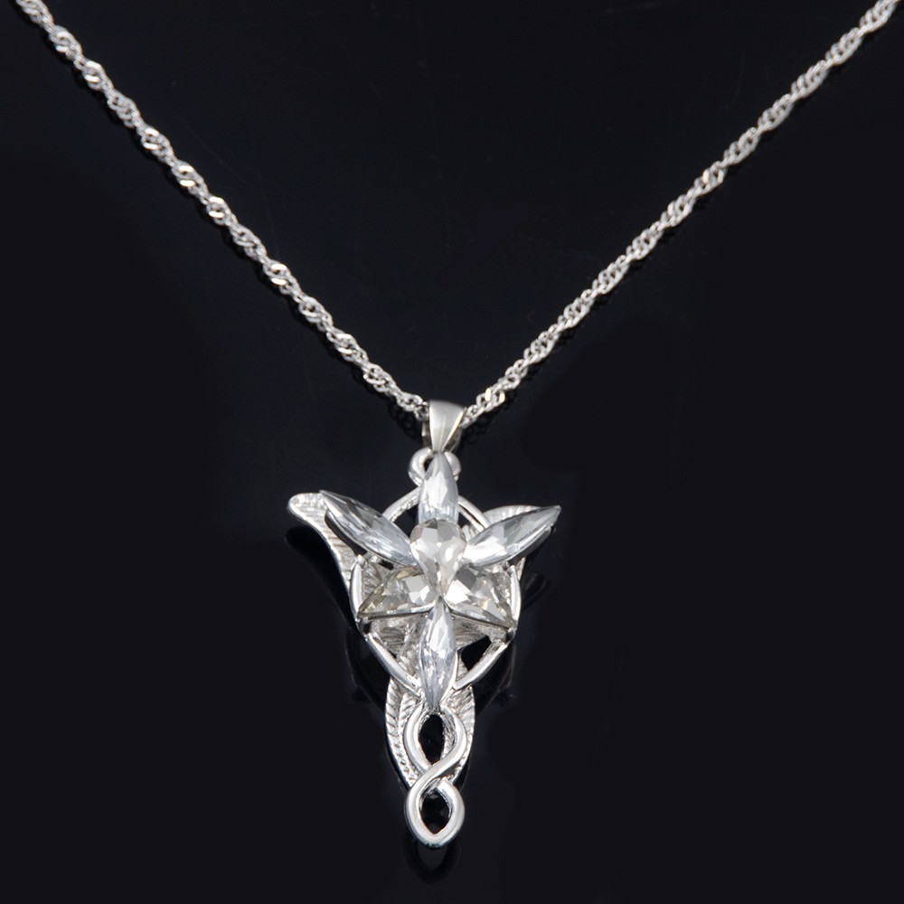 New Lord of The Rings Arwen’s Necklace Evenstar Pendant Crystal Silver Chain