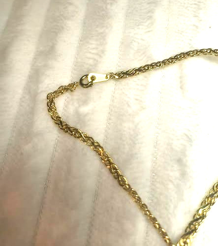 Gold Tone Braided Rope Chain Necklace Twisted Links Lobster Clasp Kore