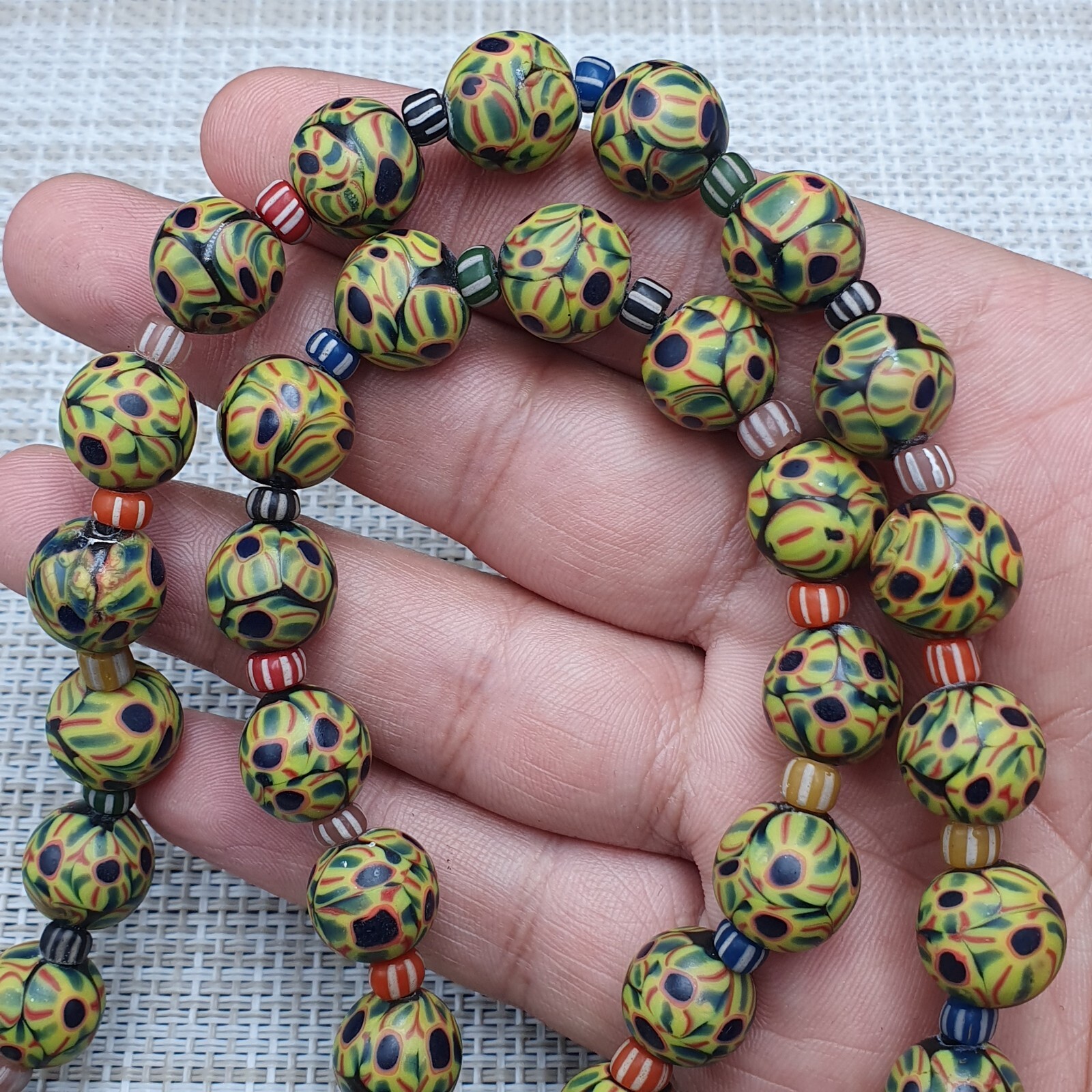 Stunning Vintage Venetian Style Eyes Glass With Old Face Glass Pendant Necklace