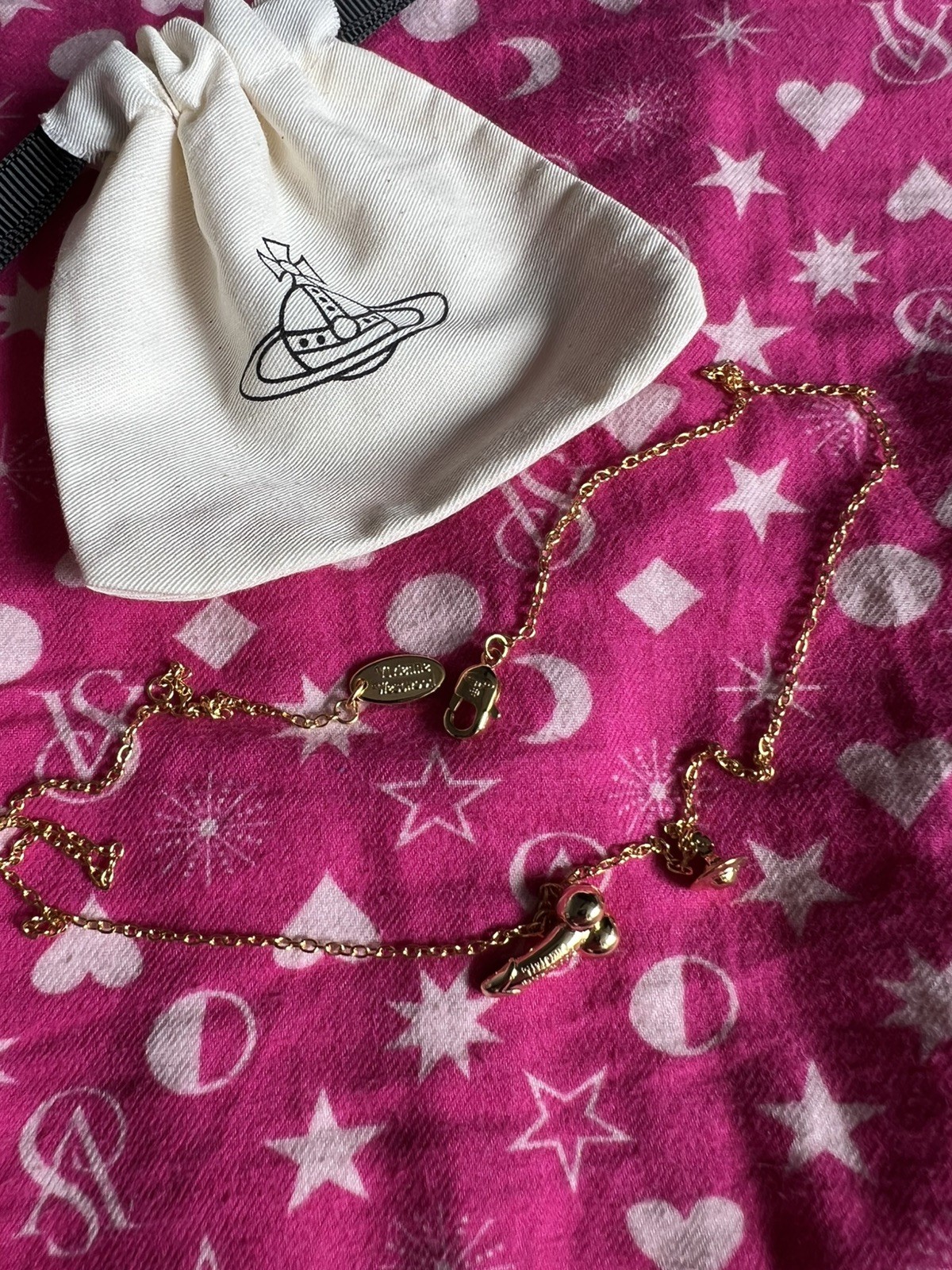 Vivienne Westwood tiny penis cock orb necklace 46 cm length