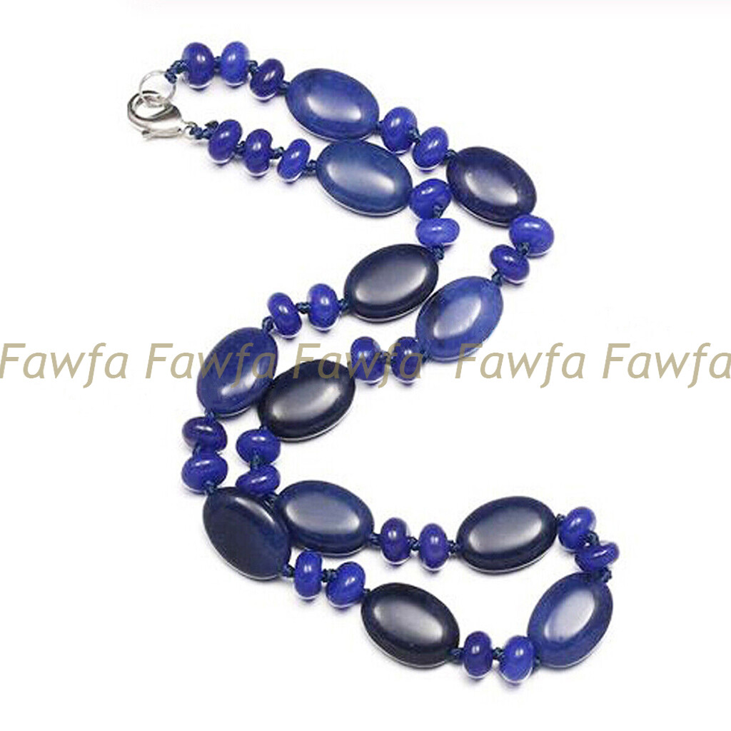 Natural 5x8mm Rondelle 13x18mm Flat Oval Gemstone Beads Necklace 16-36”