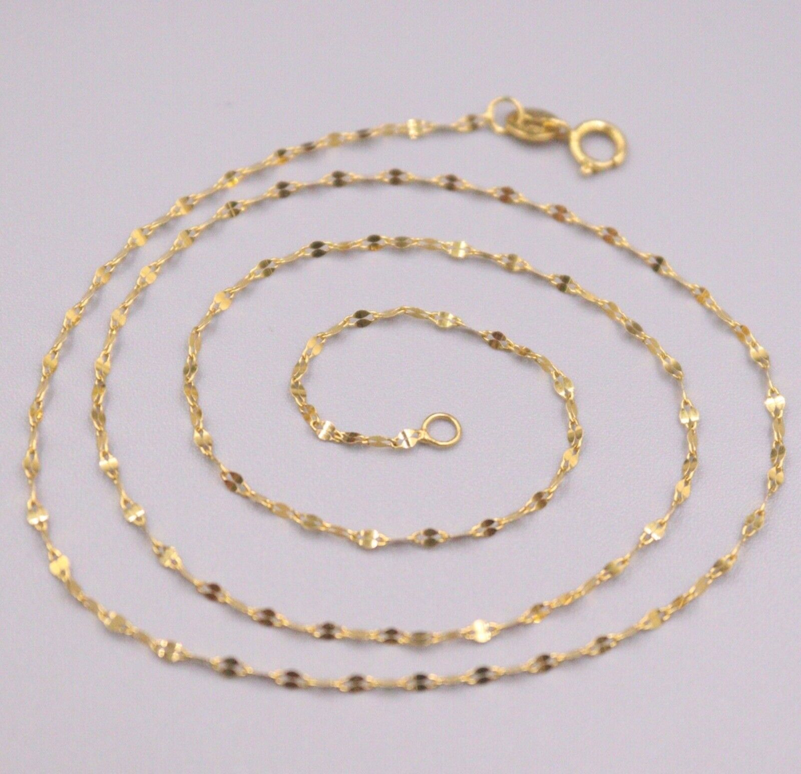 Pure Au750 18K Yellow Gold Chain Women Lip Link Necklace 18inch