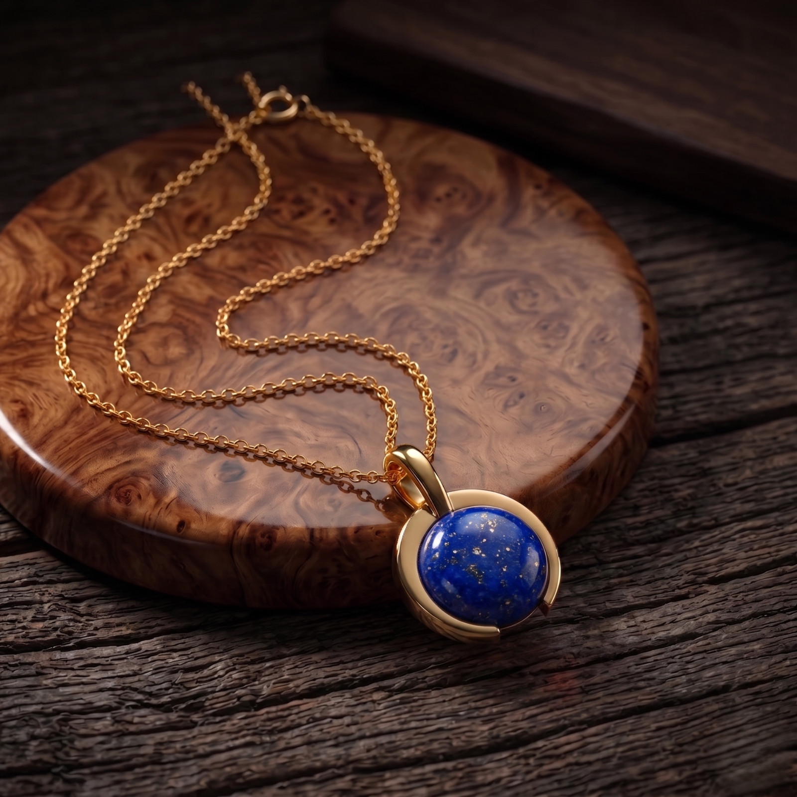Gold Plated Pendant Lapis Lazuli Gemstone Minimalist Pendant Gift For Women