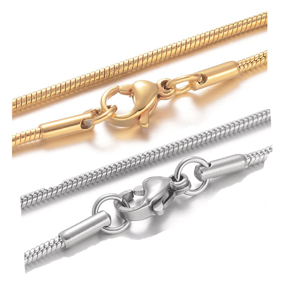 Stainless Steel Snake Chain Necklace Lobster Clasp Gold Silver 17.7″ 1.5mm P32