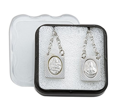 Stainless Steel Scapular Necklace with Sacred Heart & Our Lady Icons – 14 Inch C