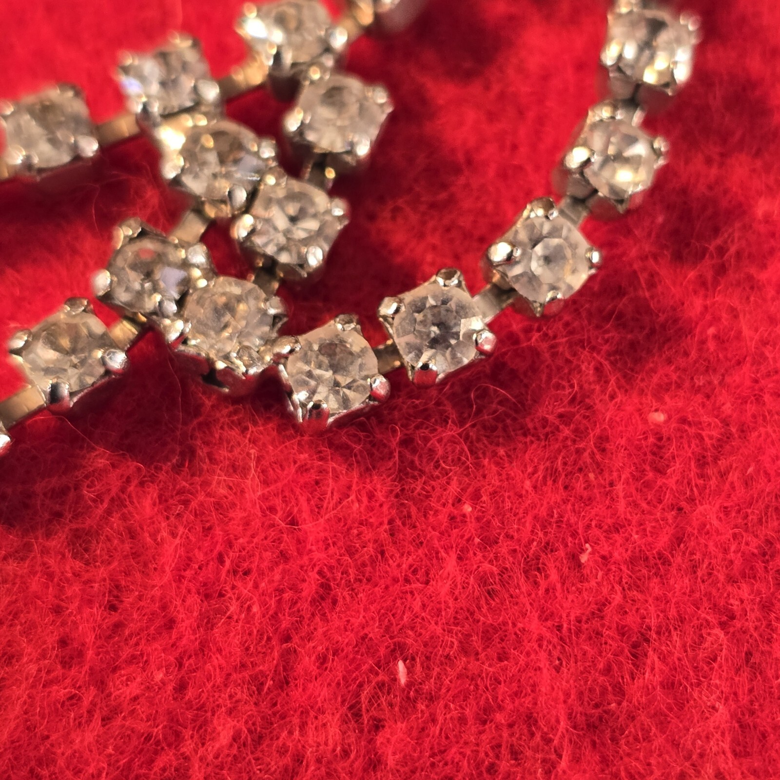 Rhinestone Choker Necklace 10K WGF 15″ Bezel/Prong Settings Open Back Vintage