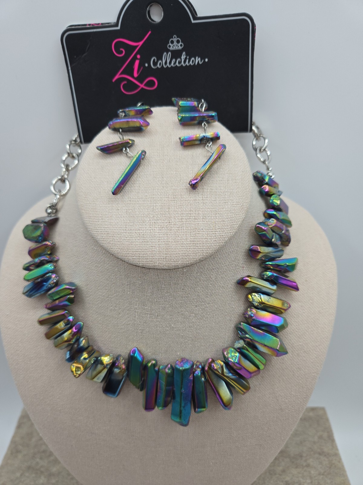 PAPARAZZI Zi-Statement Necklace & Earrings Set “Oil Spill ”NWT Multicolor