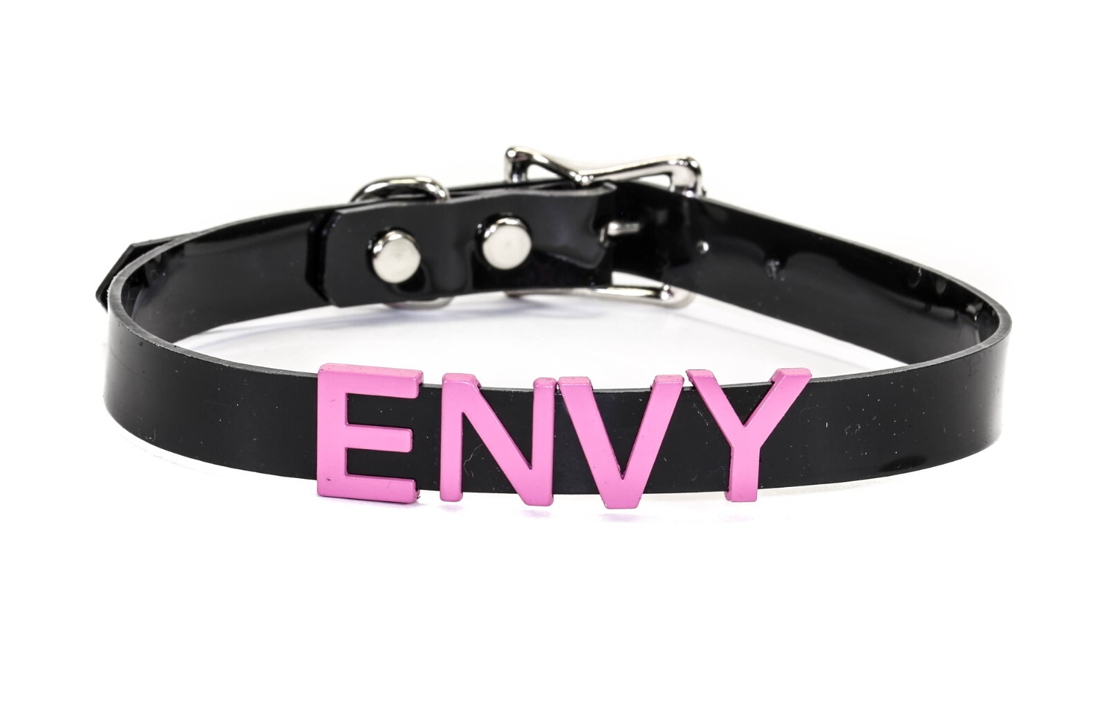 Black Vinyl Slave Name PVC Pink Bdsm-Choker-Slut-Collar-Choker-Adult-Kinky