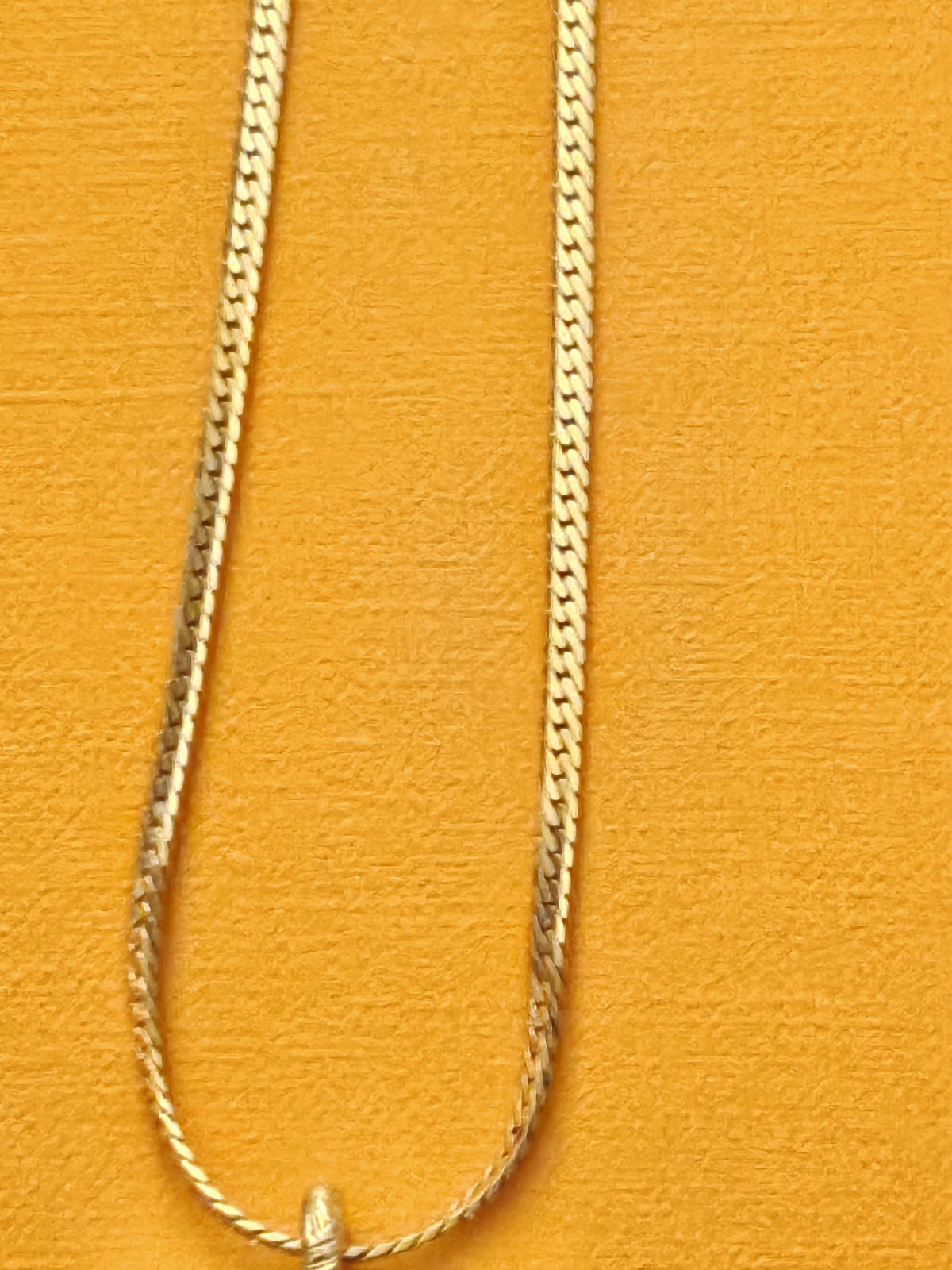 Givenchy Signed Gold Tone Herringbone Chain Square Logo Pendant Necklace