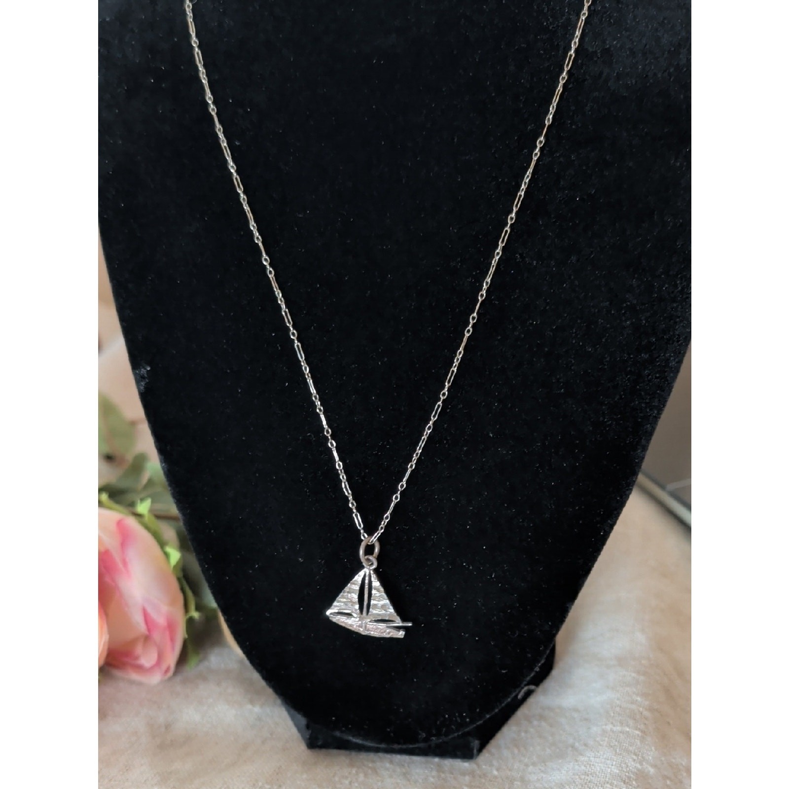 Vintage Sterling Sailboat Pendant Necklace Coastal Nautical