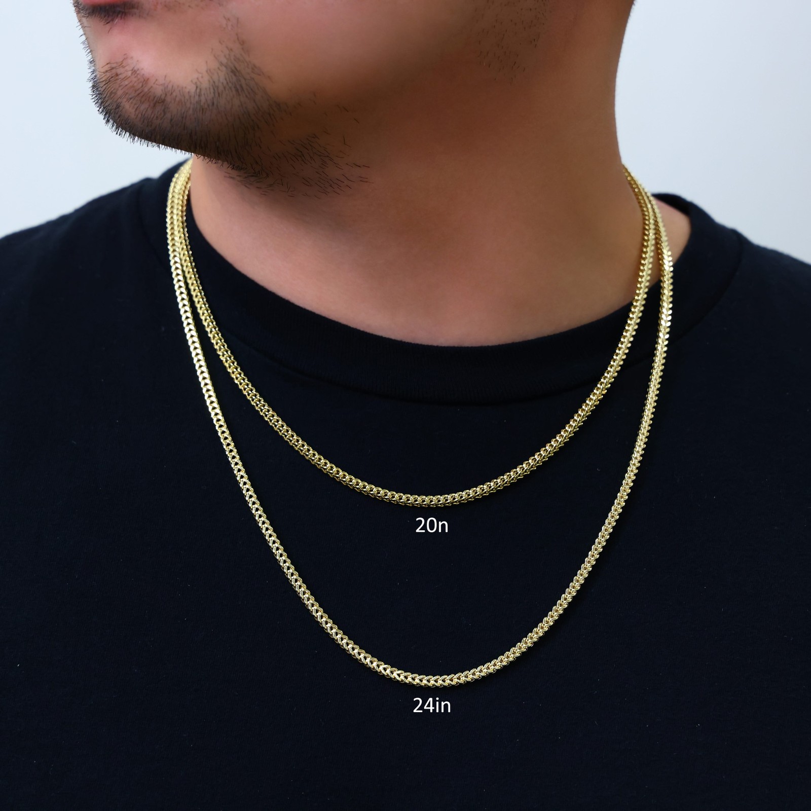 10K Yellow Gold 3mm Franco Box Wheat Foxtail Chain Necklace Mens Womens 18″- 30″