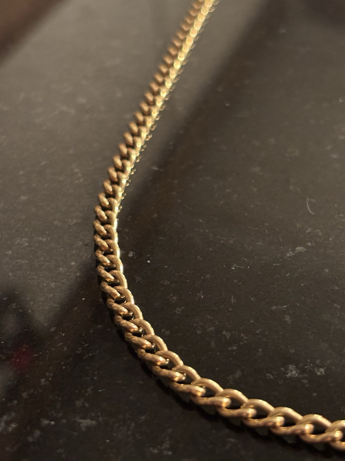 Gold Filled Curb Link Cuban Chain Necklace 20in Metal Spring Ring Clasp No Stone