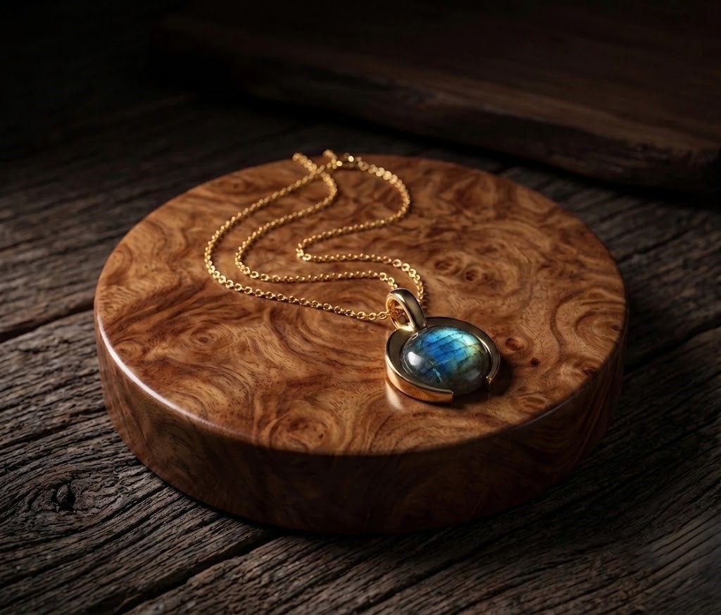 Gold Plated Labradorite Gemstone Womens Pendant Dainty Charm Labradorite Jewelry