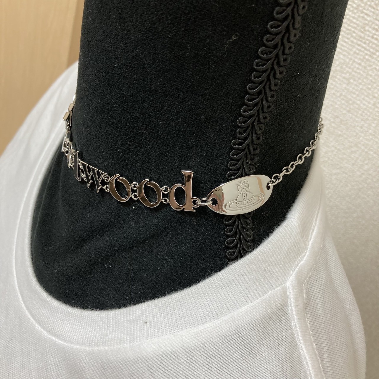 Vivienne Westwood Necklace Choker RAIMUNDA Logo 38cm Silver w/Pouch NO BOX
