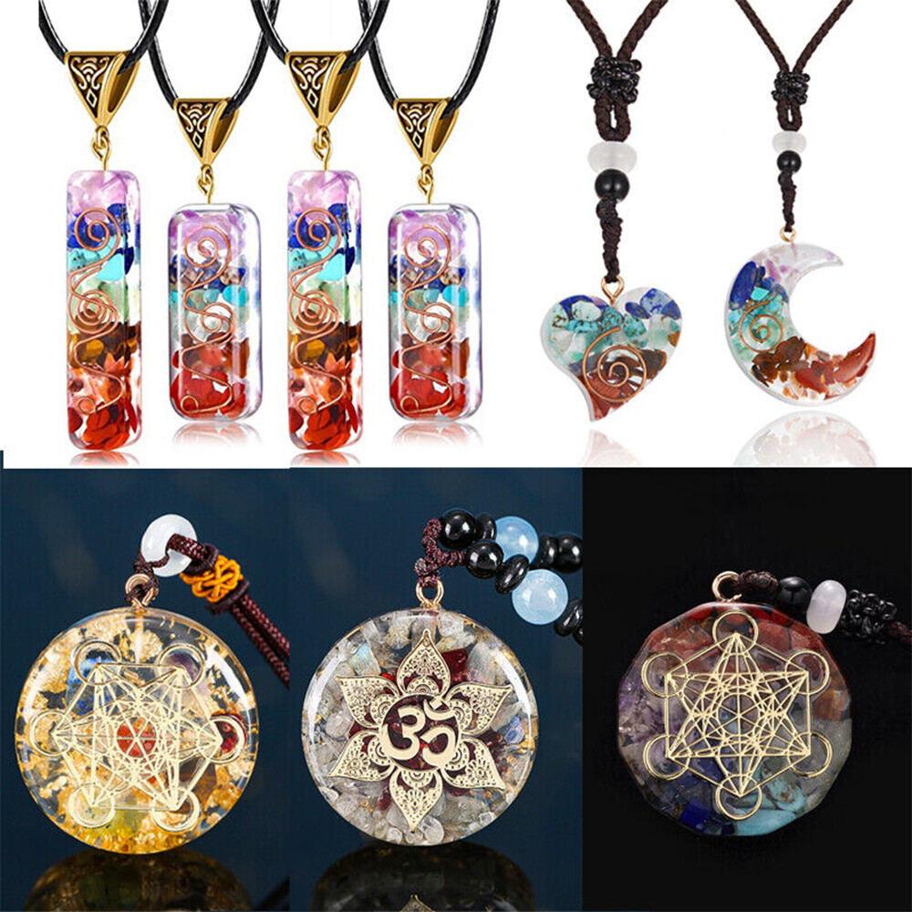 Natural Orgonite Stones Pendant Crystal Healing Chakra Energy Orgone Necklace