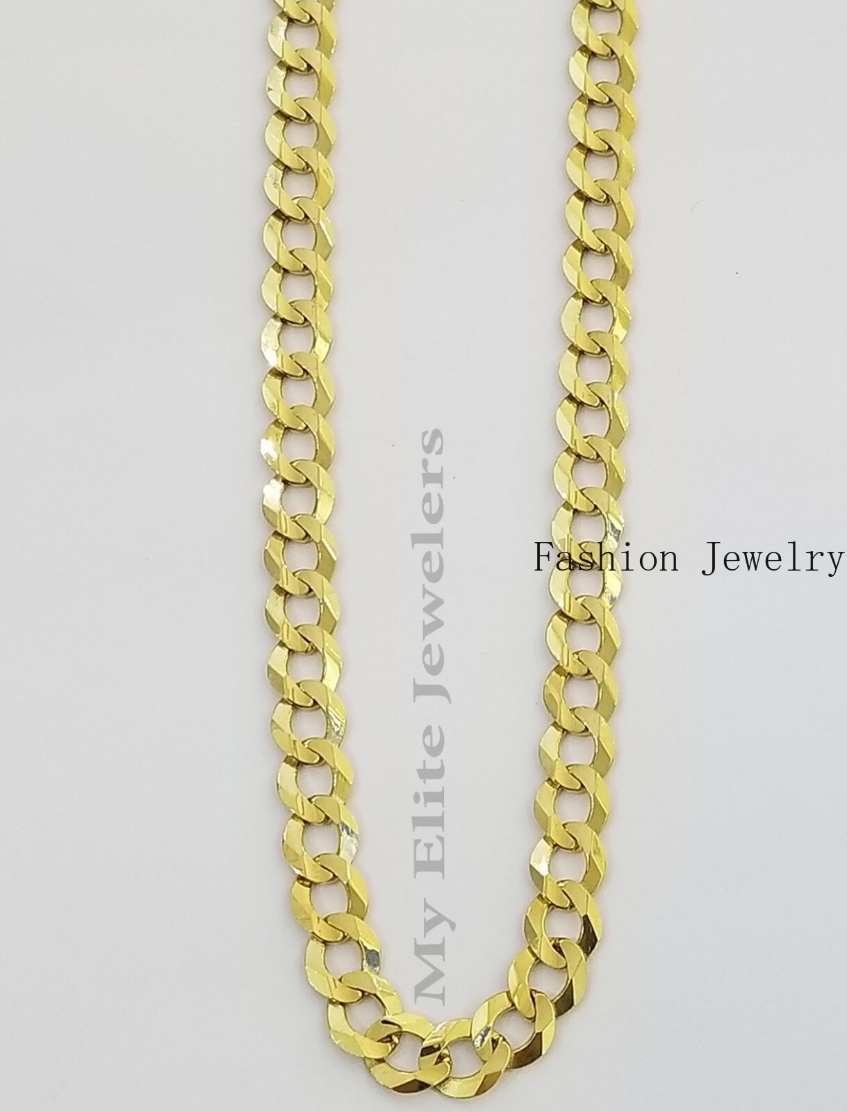 14K Yellow Gold Solid 3mm-10mm Curb Cuban Chain Link Necklace Bracelet 7″- 30″