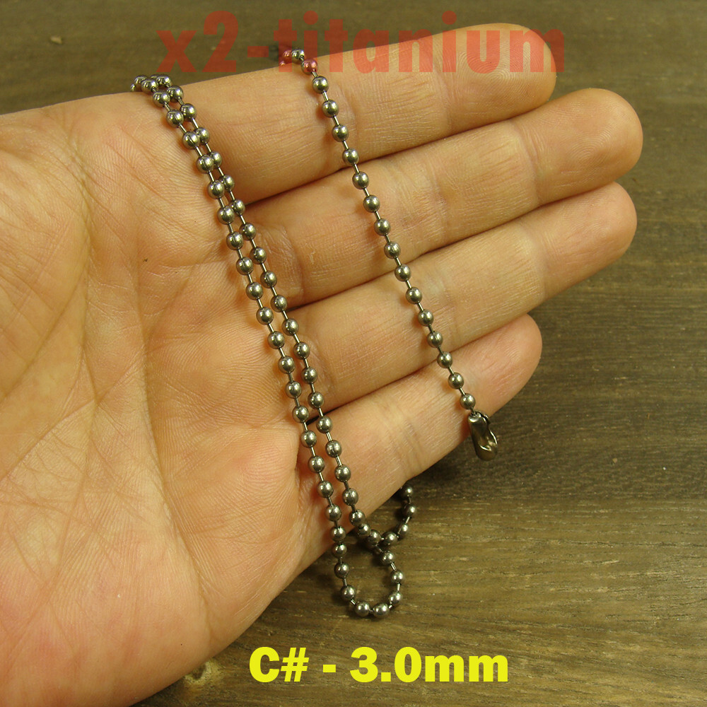 2mm 2.4mm 3mm 4mm Pure Titanium bead beaded ball chain necklace anti-allergy