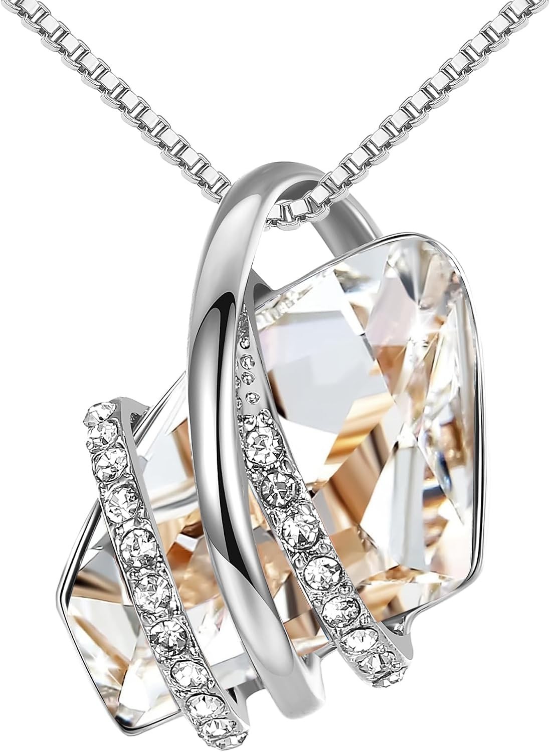 Adjustable Length Wish Stone Birthstone Necklace, Flawless Crystal & Gold Finish