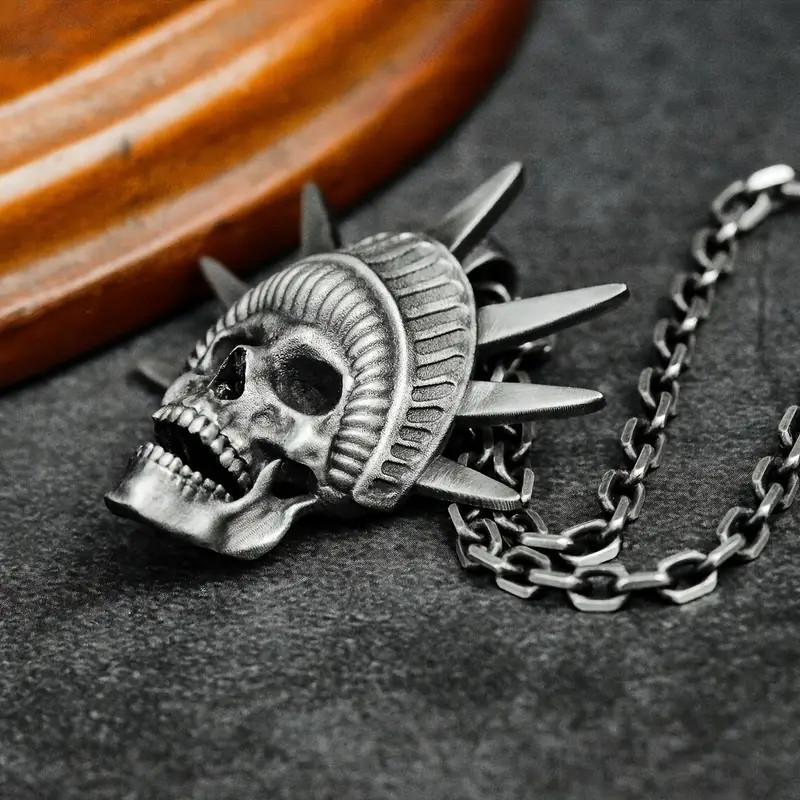 Liberty Skull Necklace Jewelry Gothic-Silvery Statue Sexy Pendant