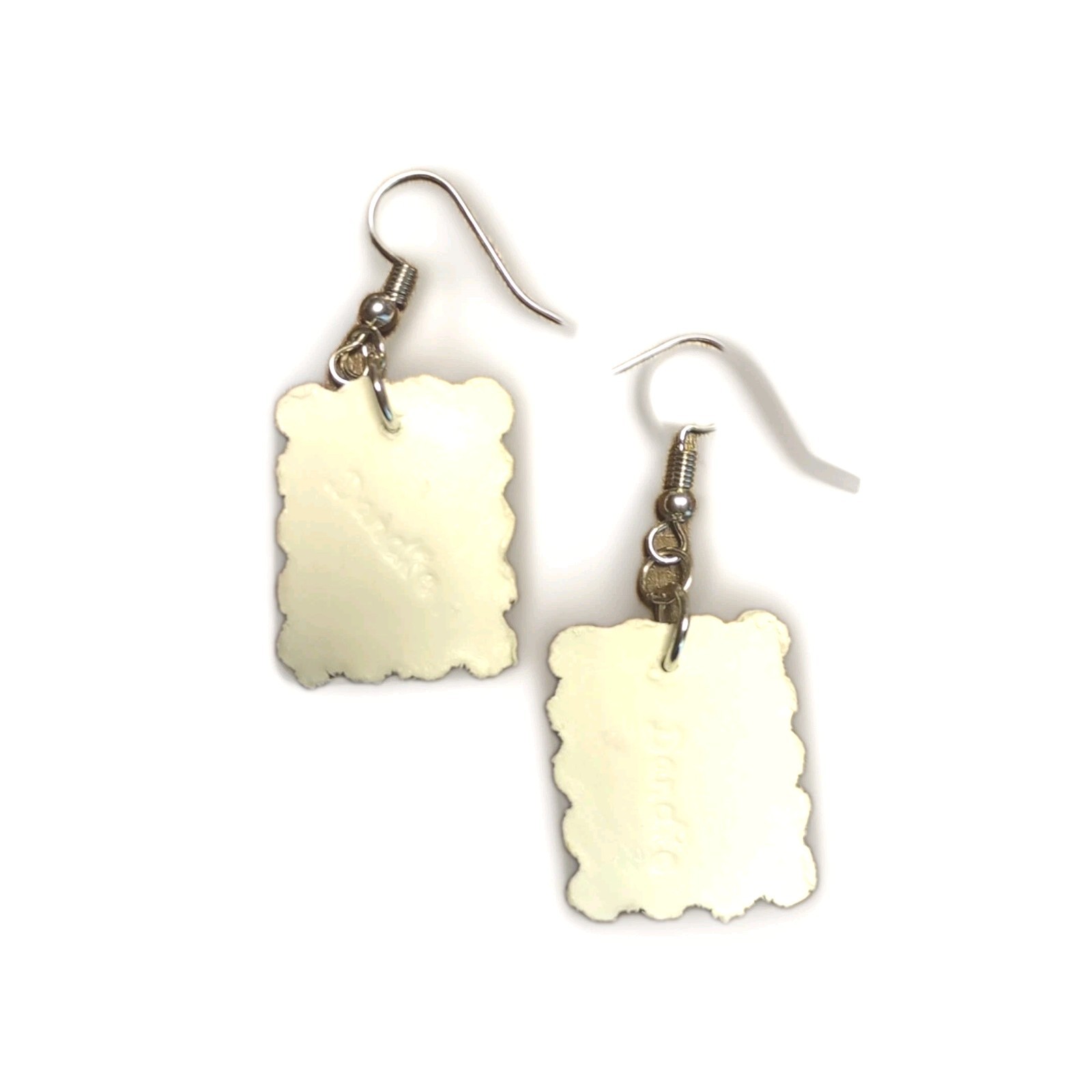 Floral Postage Stamp Earring Handmade Air Dry Clay Wearable Art Drop Hook