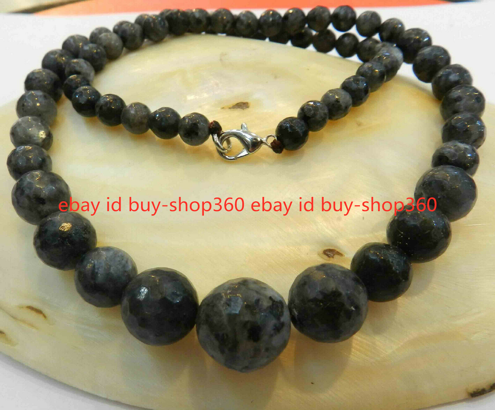 Faceted 6-14mm Natural Labradorite Gemstone Beads Necklace 18″