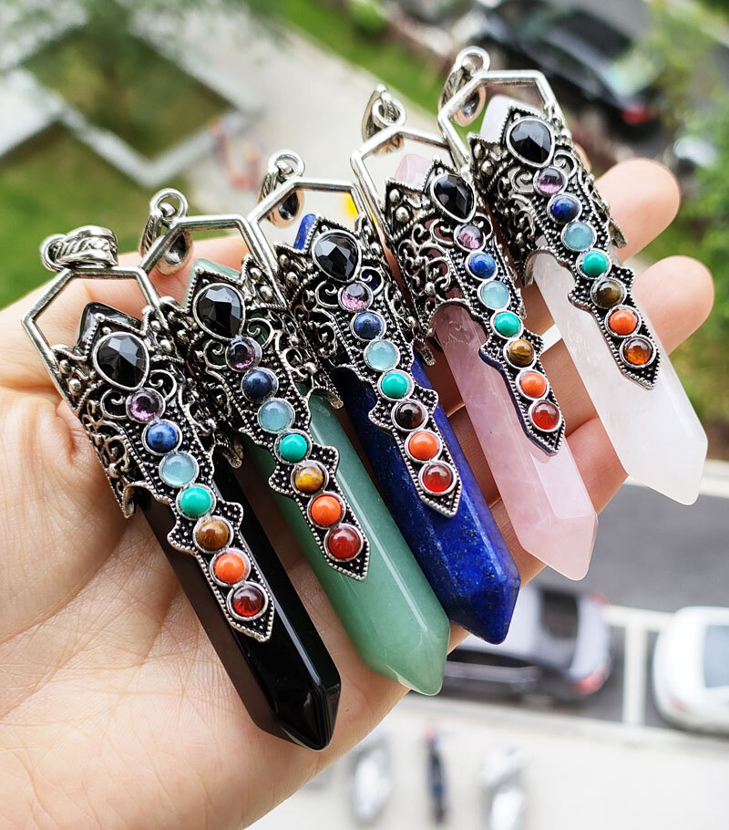 5pcs Lapis Lazuli Vary Gems Stone Pendants Chakra Energy Reiki Healing Amulet